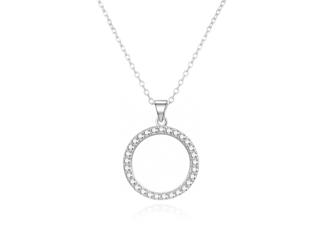 Minimalistick&yacute; stř&iacute;brn&yacute; n&aacute;hrdeln&iacute;k s kruhem AGS1604/47