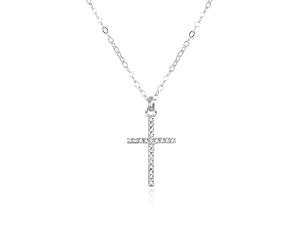 Elegantn&iacute; stř&iacute;brn&yacute; n&aacute;hrdeln&iacute;k s kř&iacute;žkem AGS849/47