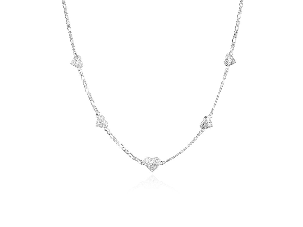 Elegantn&iacute; stř&iacute;brn&yacute; n&aacute;hrdeln&iacute;k se srd&iacute;čky AGS1545/47
