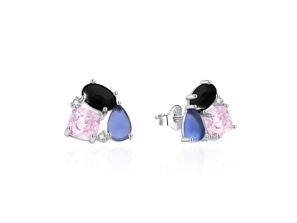 Elegantní náušnice s barevnými zirkony AGT-E129PC