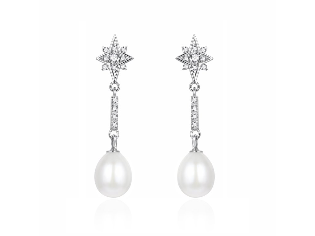 Elegantn&iacute; visac&iacute; n&aacute;u&scaron;nice se zirkony a perlou AGT-E090PW-P