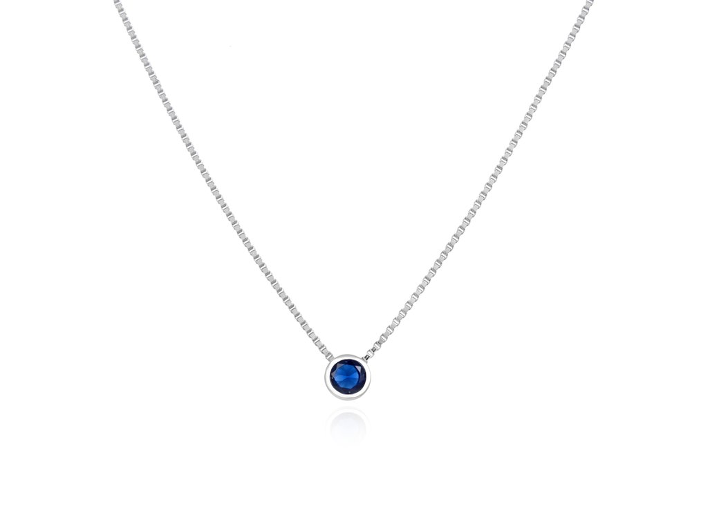 Minimalistick&yacute; stř&iacute;brn&yacute; n&aacute;hrdeln&iacute;k s modr&yacute;m zirkonem AGS1561/47-DB