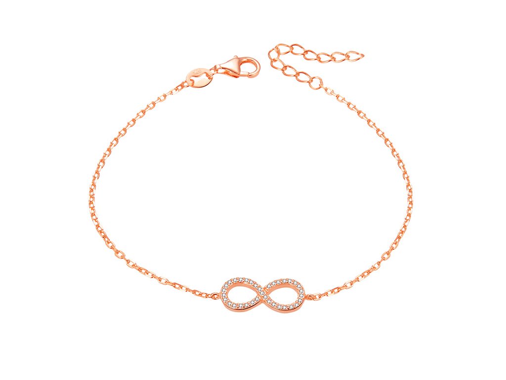 Růžově pozlacen&yacute; n&aacute;ramek s nekonečnem AGB483/20-ROSE