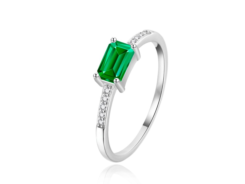 Elegantn&iacute; stř&iacute;brn&yacute; prsten se zelen&yacute;m zirkonem AGT-R64GR (Velikost 60  (1,27 g))
